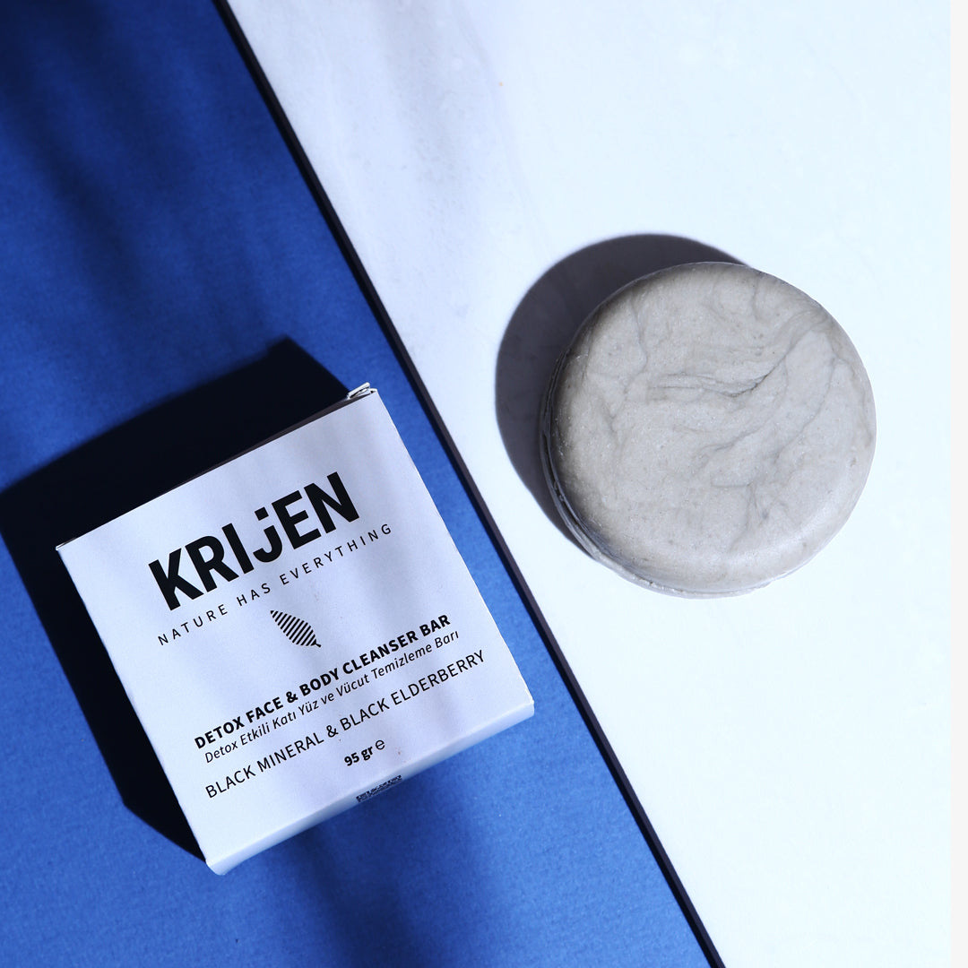 Entgiftender Reinigungsriegel für Gesicht und Körper mit schwarzen Mineralien und Holunder, 95 Gr.
