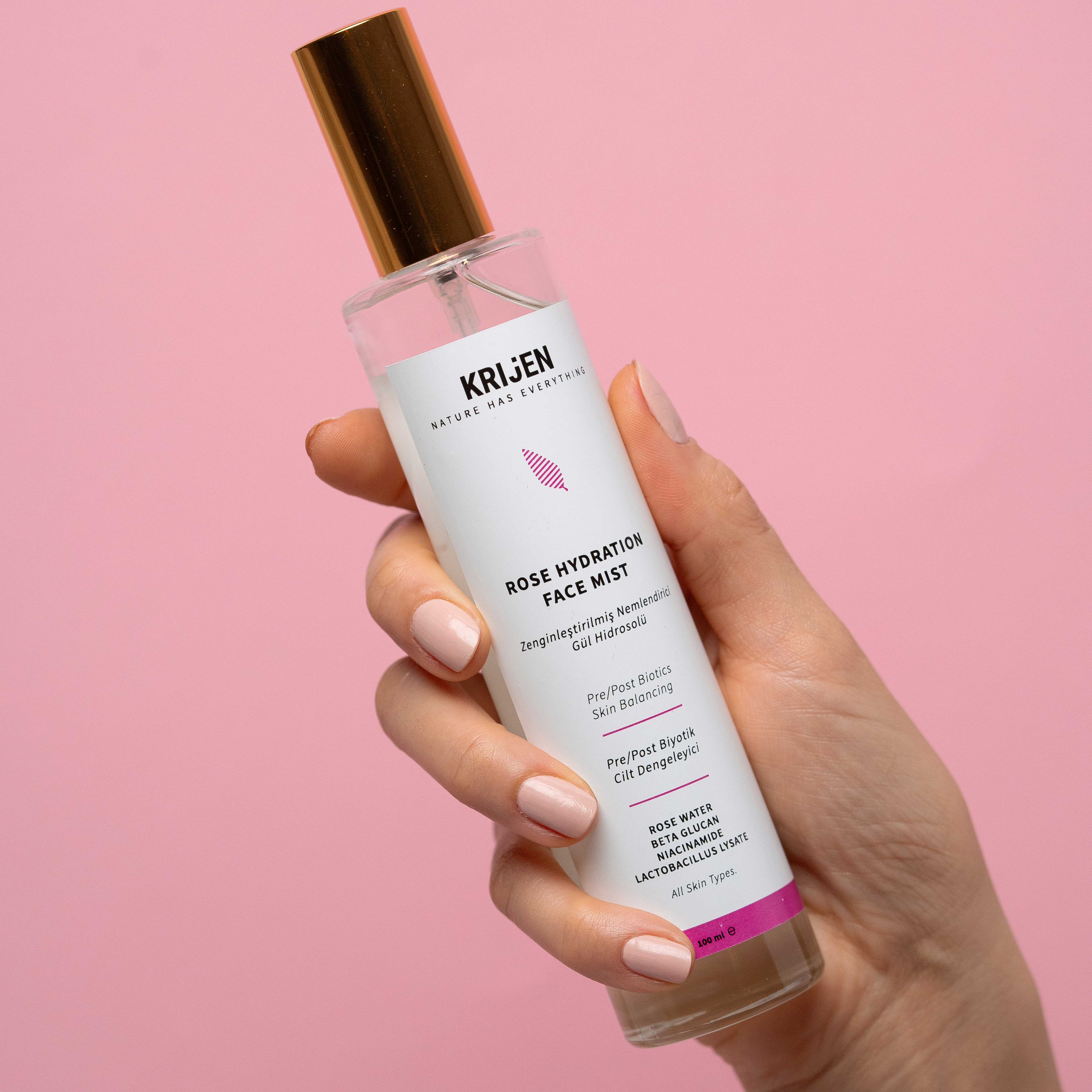 Verrijkte hydraterende rozenhydrosol - Niacinamide & haverextract gezichtsmist (100 ml)