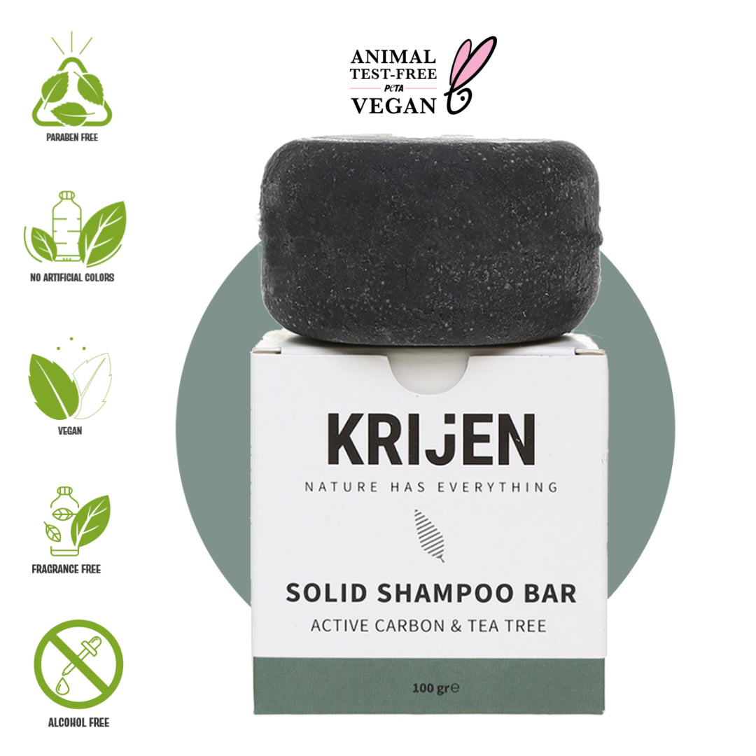 Active Carbon & Tea Tree Solid Shampoo Bar 100 Gr