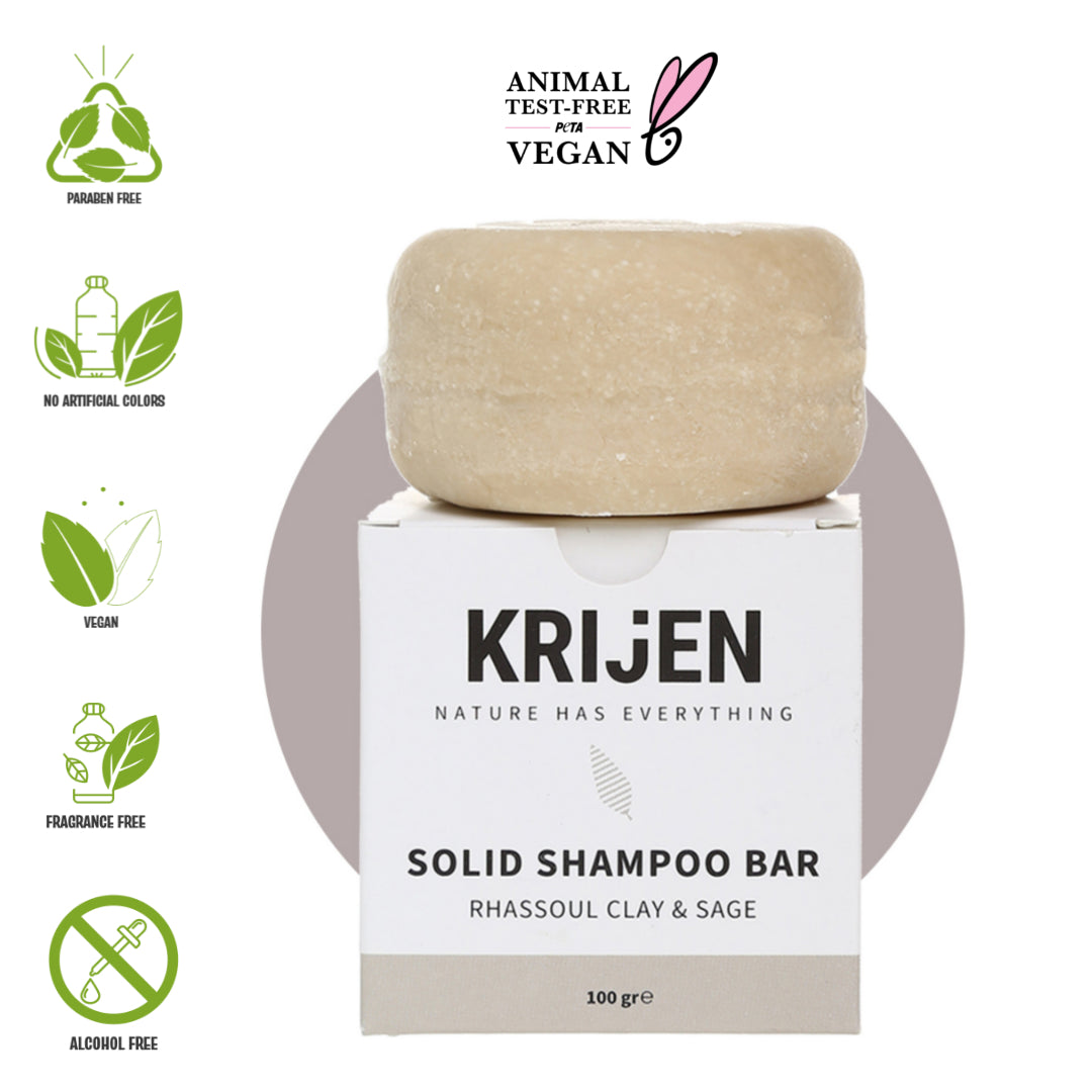 Rhassoul & Sage Solid Shampoo Bar 100 Gr